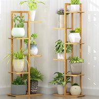 6/7 Pot Vertically Bamboo Flower Shelf Rack Plant Stand Pots Display Corner Shelving Home Indoor Outdoor