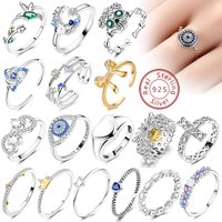 Rings 925 Sterling Silver Skull Bones Bowknot Crown Love Heart Evil Eye Rings For Women Party Birthday Wedding Fashion Jewelry
