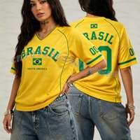 26 KIDS Brazil NO.10 Print T Shirt For Women V-Neck Patchwork Short Sleeve Sports Football Jersey SOCCER FANS Child-parent Tops