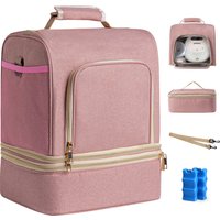 NCVI pink Breast Pump Bag,Double Layer Separable Breastmilk Bag with Cooler,Multi functional backpack,Large capacity mommy bag