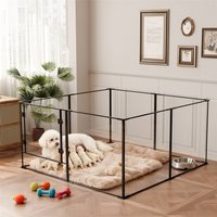 8 Panels Indoor Clear Acrylic Pet Playpen Whelping Fence with Door for Cats, Puppies, Rabbits, Guinea Pigs & Small Animals