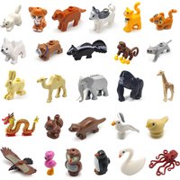 MOC Building Toy Lizard Python Frog Turtle Scorpion DIY Scene Props Octopus Owl Penguin Swan Dolphin Carp Crab Shark Shrimp Toy