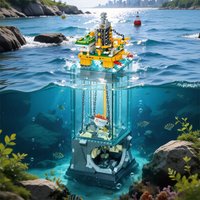 1064PCS Miniature Offshore Oil Rig Building Blocks,Transparent Display Engineering Model,Collectible Bricks Set