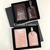 Luxury Passport Cover Luggage Tag Gift Box Set Custom Name Men Women Present Travel Accessories Suitcase Label Passport Holder