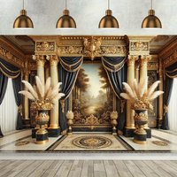 1 background flag, luxurious gold classical decoration background cloth wall decoration, polyester fiber wall covering