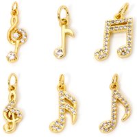 2pcs Brass Charms Gold Color Musical Note Micro Pave Clear Cubic Zirconia Pendant DIY Necklace Earrings For Women Jewelry Gift