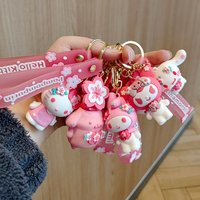 Cherry Blossom Keychain Figurine Pendant Car Keychain Shoulder Bag Pendant Pink Series Holiday Gift For Girlfriend