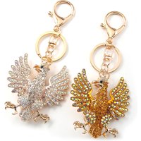 Luxury Colorful Poland Crown Eagle Full Crystal Key Chain Alloy Gold Color Rhinestones Fashion Bag Accessories Keyring Jewelry