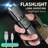 Multi-functional USB Light Flashlight USB Rechargeable LED Long Range Tactical Torch Lamp Outdoor Waterproof Camping Fishing LED