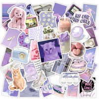 50Pcs Ins Style Fresh Purple Aesthetic Stickers Kawaii Girls Decals DIY Suitcase Phone Laptop Diary Cute Sticker Packing