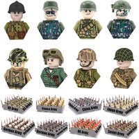 WW2 24pcs/Lot Military Soldiers Building Blocks Set Weapons Soviet US UK China France Army Action Figures Bricks Toys Kids Gifts