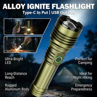 Super Bright LED Flashlight Concentrating Ignition Rechargeable Handheld Flashlight Waterproof Zoom Light Outdoor Camping Torch