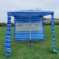 6FT Square Umbrella Outdoor Four-corner Beach Umbrella with Mesh Sandbag Beach Hut Tent Umbrella
