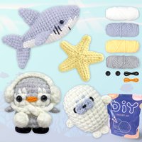 YAMAXIN 4PCS DIY Crochet Kit for Beginners Ocean Animal Themed Easy Craft Tool Set Arts And Crafts Knitting