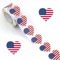500Pcs 1 Inch Heart USA Flag Stickers Self Adhesive Decals for Party Celebration Car Laptop Helmet Window Decor party decals