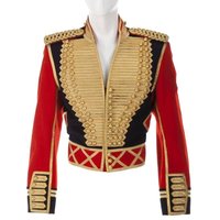 New Women Menโs Military Cosplay Costume Officer Jacket Mich-ael Red And Black Gothic Coat Halloween Fashion Military Jacket