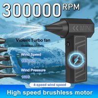 300000RPM Air Blower 5 Outlet Nozzles Electric Turbo Blower Tool Type-C Charging Portable Duster for car cleaning Blowing snow