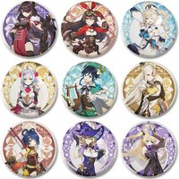 32/44/58mm Genshin Impact Character Lapel Pin Game Figure Miko Venti Pins for Backpack Brooch Cartoon Cosplay Badges Accessories