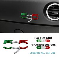 Autocollant tricolore en Fiber de carbone véritable, dur et sec, pour Abarth 595 Fiat 500 2007 – 2024 LHD RHD, Badge de tableau de bord de Conversion, garniture 595