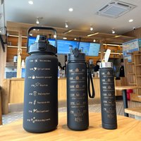 3 Pieces 2000ML/750ML/280ML Water Bottle Large Capacity Portable Sports Water Cup Gradient Color Plastic Clear Drink Bottle