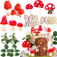 Red Mushroom House Cake Decoration Mushroom Cake Decorations Fairy Cake Decorations Garden Fairy Cake Decoration Fairy Party