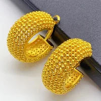 Luxury Indian 24k Gold Color Hoop Earrings for Women Trendy Female Dubai Circle Big Earrings Statement Jewelry Party Gifts