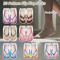 3D Foot Printed Socks For Women Novelty Low Ankle Femme Girls Cotton Socks Casual Funny Creative Flip-flop Shoes Printing S J4O9