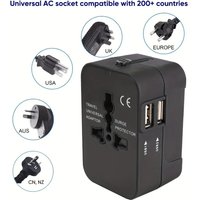 Multinational Universal Dual USB Charging Plug Converter Worldwide Socket Travel Adapter For EU US UK AU International Trip