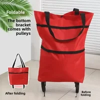 1pc Portable and Foldable Shopping Cart, Household Vegetable Cart, Lightweight with Wheels, Backpackable
