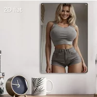 Brand 2D Metal Wall Art Confident Blonde Lady Decor Weatherproof Iron Plaque 7.87x11.8in Indoor Outdoor Garden Living Room Su