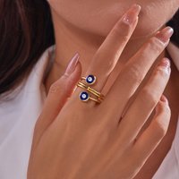 Lucky Turkish Blue Evil Eye Rings for Women Men Vintage Dripping Oil Devil Eyes Finger Rings 2024 Trend Jewelry anillos mujer
