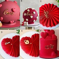 10pcs Gold Acrylic Heart Love Cake Topper for Valentine's Day Wedding Birthday Party Cake Decoration Supplies