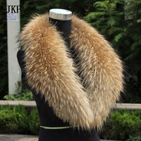 Natural Fur Collar Real raccoon fur fox collar natural scarf Genuine Big Raccoon Jacket Fur scarf warp shawl winter neck warmer image 4