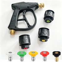 High Pressure Washer Gun with M22 14MM Hose Interface and Adapter with 5 Spray Nozzle Tips For Karcher/Bosch/Lavor