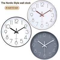 8/12 Inch Mute Quartz Wall Clock Simple Digital Wall Clock Home Decorations Wall Clock for Living Room Bedroom Kitchen Classroom