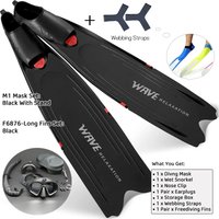 Professional Spearfishing Freediving Flippers & Low Volume Mask Set, Anti-skid ,Scuba Long Diving Fin, With Silicone Straps