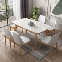 Furniture Nordic rock plate dining table and chair combination of modern simple solid wood table economy small apartment light