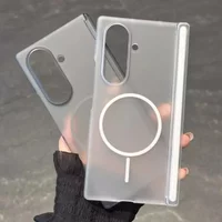 Transparent For Magsafe Magnetic Center Axis Case For Samsung Galaxy ZFold 7 Z Fold Flip 5 6 4 Hard Matte Thin Shockproof Cover