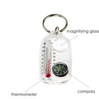 Small Compasses Thermometers Keychain Outdoor Thermometer Magnifying Glass Compass Camping Survival Guiding Tools