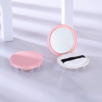 Portable Ultra-Thin Loose Powder Box, Travel Makeup Jar with Mirror & Powder Puff, Plastic Sifter Cosmetic Container