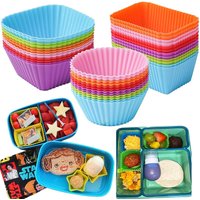 Reusable Silicone Cupcake Baking Cups Non-Stick Muffin Cake Liners Sets Pastry Dessert Molds Bento Lunch Box Dividers for Kids