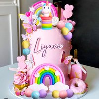 Magical Unicorn Cake Unicorn Birthday Rainbow Cake Topper Unicorn Party Favors Rainbow Birthday Birthday Cake