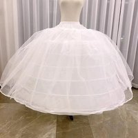 6-Hoop One Layer Of Mesh Big White Petticoat Super Fluffy Crinoline Slip Underskirt For Wedding Dress Bridal Gown In Stock