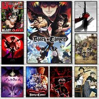 Anime B-Black Hot Clover Poster HD Cartoon Wall Art Self Stick Removable Poster For Home Living Room