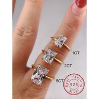925 Sterling Silve Luxury Shiny 1-5CT Zircon Rectangle Ring For Women Engagement Wedding Gorgeous High Quality Fine Jewelry