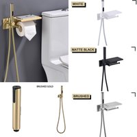 Brushed Gold Bidet Faucet Hand Protable Toilet Bidet Toilet Bidet Faucet Bathroom Shower Head With Cover Paper Holder