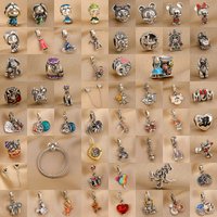 New 925 Silver Princess, Deer, Tiger, Pig, Mouse Iron Tower Pendant, Fit European Bracelet with Exquisite Jewelry Accessories