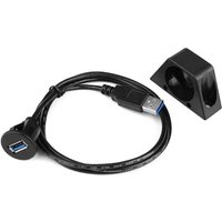 1M USB Male To Female Extension Cord Dashboard Circle Hole Mount Flush Panel Data Cable with Buckle for Vehicle Car Truck Boat