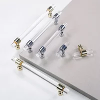 Acrylic Long Strip Gold Transparent Crystal Handle Light Luxury Wardrobes Pulls Bathroom Cabinet Drawer Cabinet Door Handle