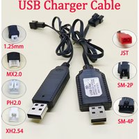 1PC 3.7V/7.4V Lithium Battery USB Charging Cable With 1.25mm MX2.0 PH2.0 XH2.54 JST SM2P/4P Interface For Toy Remote Control Car